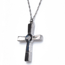 Handmade sterling silver cross 925o with silver chain and cord with mat platinum plating IJ-090009A Image 2