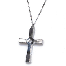 Handmade sterling silver cross 925o with silver chain and cord with mat platinum plating IJ-090009A