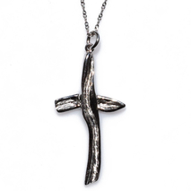 Handmade sterling silver cross 925o with silver chain and cord with platinum plating IJ-090012A