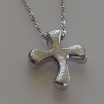 Handmade sterling silver cross 925o with silver chain and cord with platinum plating IJ-090014A Image 3 in natural environment without special lighting