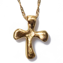Handmade sterling silver cross 925o with silver chain and cord with gold plating IJ-090014B