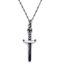 Handmade sterling silver cross 925o sword with silver chain and cord with platinum plating IJ-090015A