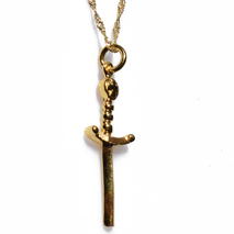 Handmade sterling silver cross 925o sword with silver chain and cord with gold plating IJ-090015B Image 2