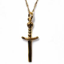 Handmade sterling silver cross 925o sword with silver chain and cord with gold plating IJ-090015B