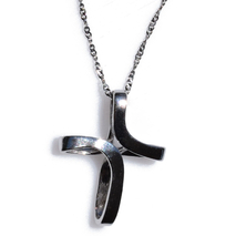 Handmade sterling silver cross 925o with silver chain and cord with platinum plating IJ-090016A