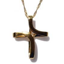 Handmade sterling silver cross 925o with silver chain and cord with gold plating IJ-090016B