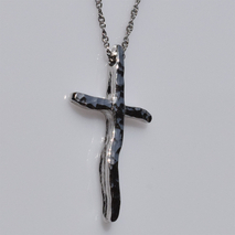 Handmade sterling silver cross 925o forged with silver chain and cord with platinum plating IJ-090018A Image 2