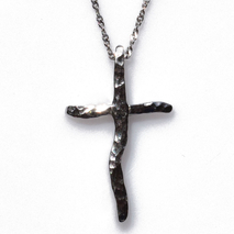 Handmade sterling silver cross 925o forged with silver chain and cord with platinum plating IJ-090018A