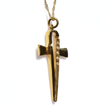 Handmade sterling silver cross 925o with silver chain and cord with gold plating and zirconia IJ-090021B Image 2