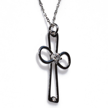 Handmade sterling silver cross 925o infinity with silver chain and cord with silver plating and zirconia IJ-090029A Image 2