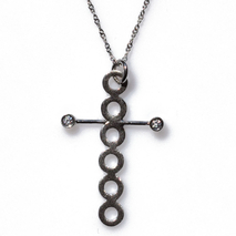 Handmade sterling silver cross 925o with silver chain and cord with mat silver plating and zirconia IJ-090036A
