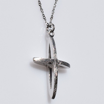 Handmade sterling silver cross 925o with silver chain and cord with mat platinum plating IJ-090063D Image 2