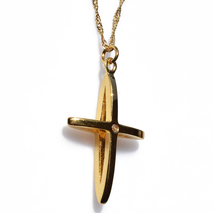 Handmade sterling silver cross 925o with silver chain and cord with gold plating and zirconia IJ-090064B Image 2
