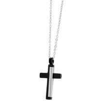 Visetti stainless steel cross AD-KD237B with silver and black plating