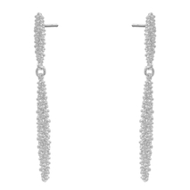 Handmade sterling silver earrings Evrima long with platinum plating ENG-KE-2303-L