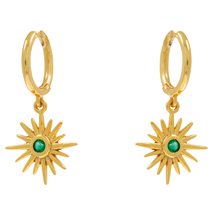 Handmade sterling silver earrings Evrima sun beams with gold plating and precious stones (zirconia) ENG-KE-2310-G