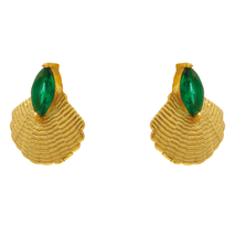 Χειροποίητα ασημένια σκουλαρίκια 925ο Εύρημα καρφωτά αχιβάδες με χρυσή επιμετάλλωση και ημιπολύτιμες πέτρες (ζιργκόν) ENG-KE-2311-G