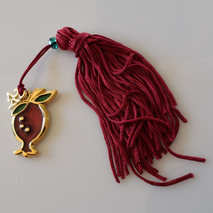Handmade charm 2024 pomegranate gold brass with tassel and crystals Gouri-2024-053 length 13.5 cm width 2.5 cm Image 4