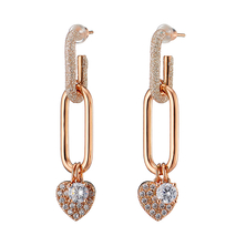 Loisir Earrings 03L15-01117 Hearts with Rose Gold Brass and semi precious stones (zirconia)