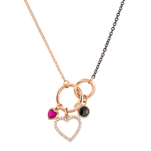 Loisir Necklace 01L15-01093 heart with rose gold brass and semi precious stones (zirconia)