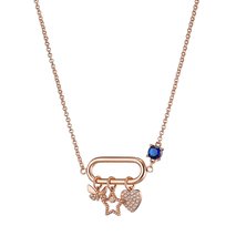 Loisir Necklace 01L15-01333 star with rose gold brass and semi precious stones (zirconia)