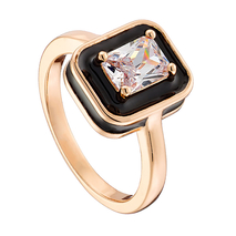 Loisir Ring 04L15-00432 with Rose Gold Brass and semi precious stones (quartz crystals and enamel)