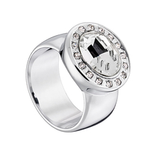 Oxette Stainless Steel Ring 04X03-00198 with semi precious stones (quartz crystals)