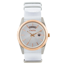 Oxette Stainless Steel Watch 11X65-00250-32 with rose gold case and nylon strap