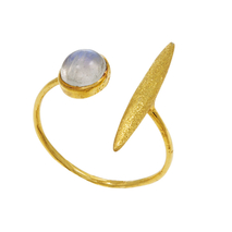 Handmade sterling silver ring Evrima with gold plating and precious stones (white agate) ENG-KR-2230