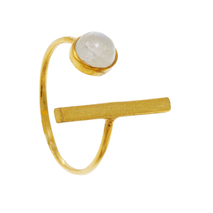 Handmade sterling silver ring Evrima with gold plating and precious stones (white agate) ENG-KR-2232