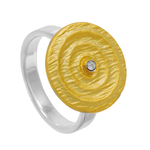 Handmade sterling silver ring Evrima with gold and platinum plating and precious stones (zirconia) ENG-KR-2337-G