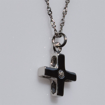 Handmade sterling silver cross 925o with silver chain and cord with silver plating and zirconia IJ-090079A Image 2