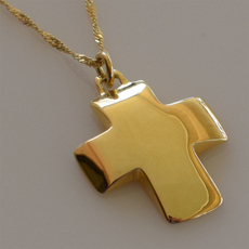 Handmade sterling silver cross 925o with silver chain and cord with gold plating IJ-090007E Image 3 in natural environment without special lighting