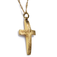 Χειροποίητος ασημένιος σταυρός 925ο με αλυσίδα και κορδόνι σε ματ χρυσή επιμετάλλωση IJ-090008E Εικόνα 2