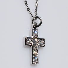 Handmade sterling silver cross 925o with silver chain and cord with silver plating and zirconia IJ-090037A Image 2