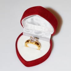 Handmade wedding ring with sterling silver gold plating and precious stones (zircon) IJ-010482-G in gift box