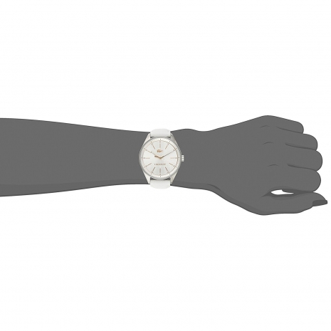 Lacoste Watch with stainless steel and white leather strap 2000900 on hand