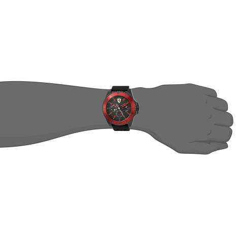 Ferrari Watch with black stainless steel and black rubber strap 0830310 at Hand