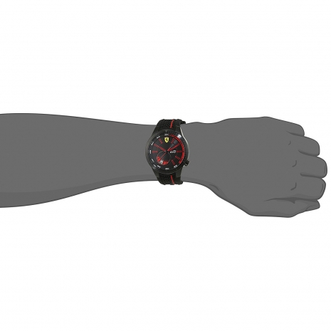 Ferrari Ρολόι από μαύρο ανοξείδωτο ατσάλι με μαύρο λουράκι από καουτσούκ 0830339 στο χέρι