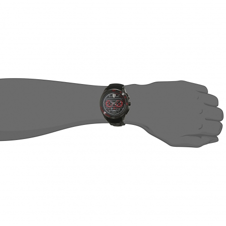 Ferrari Ρολόι από μαύρο ανοξείδωτο ατσάλι με μαύρο λουράκι από καουτσούκ 0830344 στο χέρι