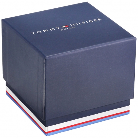 Tommy Hilfiger Ρολόι από ροζ χρυσό ανοξείδωτο ατσάλι με σκούρο μπλε δερμάτινο λουράκι 1781703 κουτί
