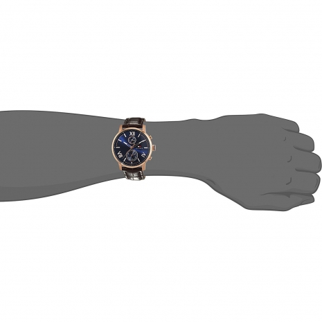 Tommy Hilfiger watch with rose gold stainless steel and black leather strap 1791308 at hand