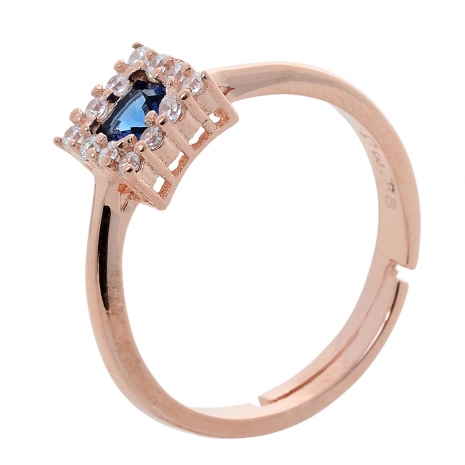 Σετ κοσμημάτων Prince Silvero (κολιέ, σκουλαρίκια και δαχτυλίδι) από ροζ επιχρυσωμένο ασήμι 925ο με ημιπολύτιμες πέτρες (ζιργκόν). JD-SE172M-R-SET δαχτυλίδι μέρος του σετ