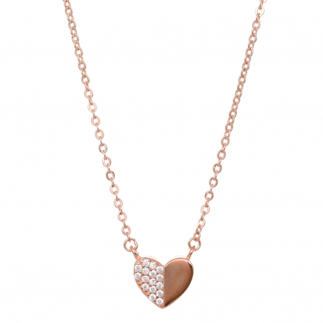 Prince Silvero Sterling Silver Necklace (heart) with rose gold plating and precious stones (zirconia). Product Code : CQ-KD128-R image 2