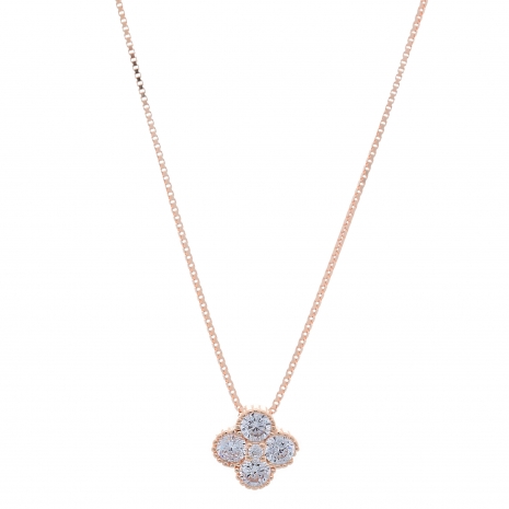 Prince Silvero Sterling Silver Necklace (cross) with rose gold plating and precious stones (zirconia). Product Code : CQ-KD144-R image 2