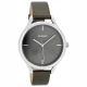 OOZOO Timepieces γυναικείο ρολόι με ασημί μεταλλική κάσα και σκούρο γκρι δερμάτινο λουράκι C8348