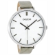 OOZOO Timepieces γυναικείο ρολόι XL με ασημί μεταλλική κάσα και γκρι δερμάτινο λουράκι C8350