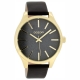 OOZOO Timepieces γυναικείο ρολόι με χρυσή μεταλλική κάσα και μαύρο δερμάτινο λουράκι C8369