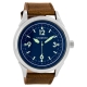 OOZOO Timepieces ανδρικό ρολόι XL με ασημί μεταλλική κάσα και καφέ δερμάτινο λουράκι C7475