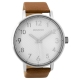 OOZOO Timepieces C9401 unisex watch XL with silver metallic frame and brown leather strap